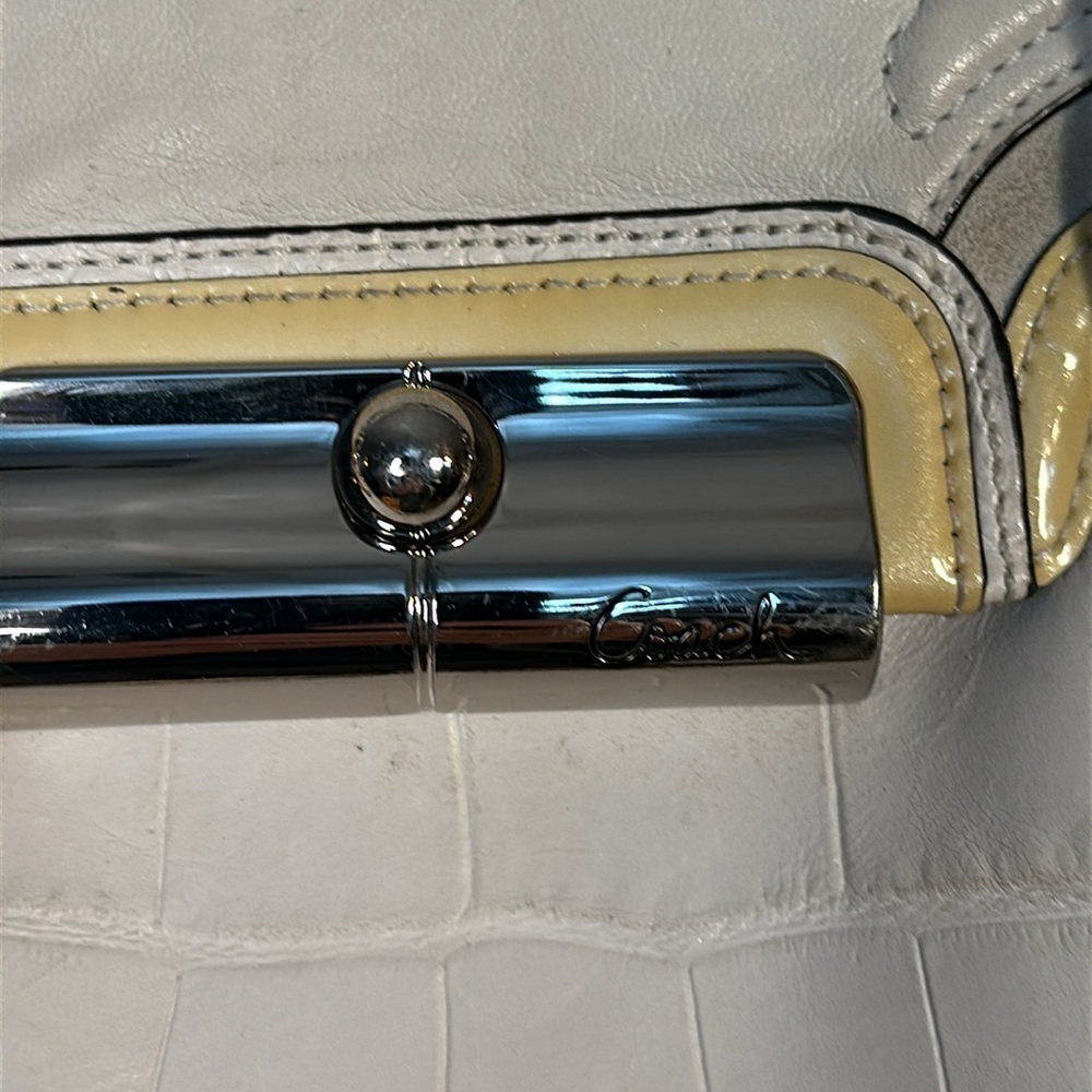 Vintage Coach Slouchy Cream Leather Detailed Bag Y2K Retro 80’s - Picture 6 of 11